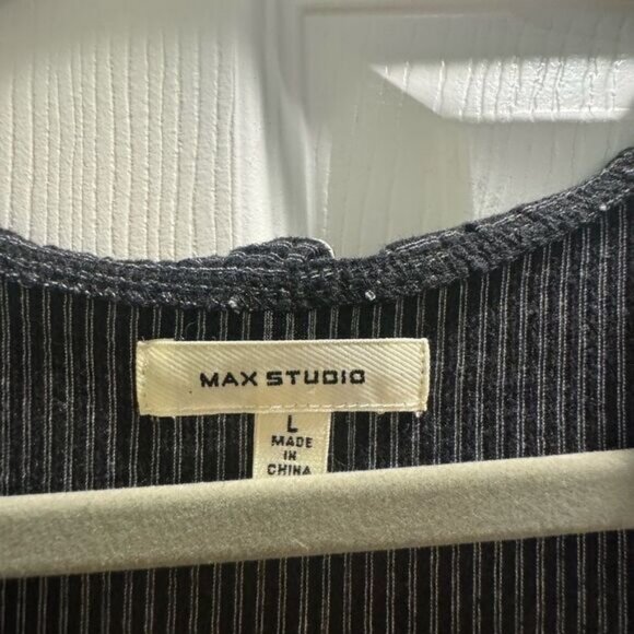 Elegant Navy Blue Striped Womens Dress - Picture 5 of 7